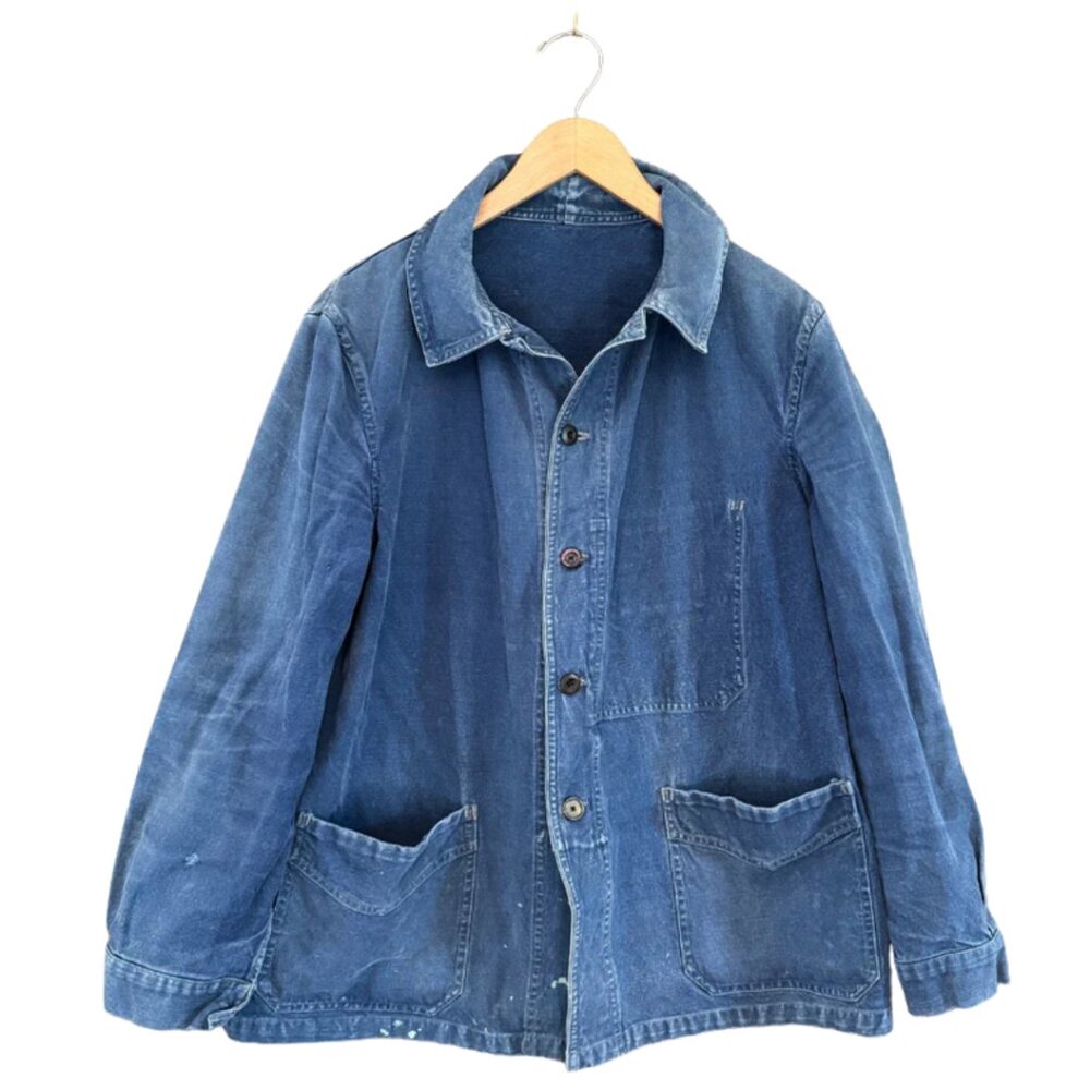 Rare Unisex Deep Indigo Classic Vintage French Workwear Jacket
